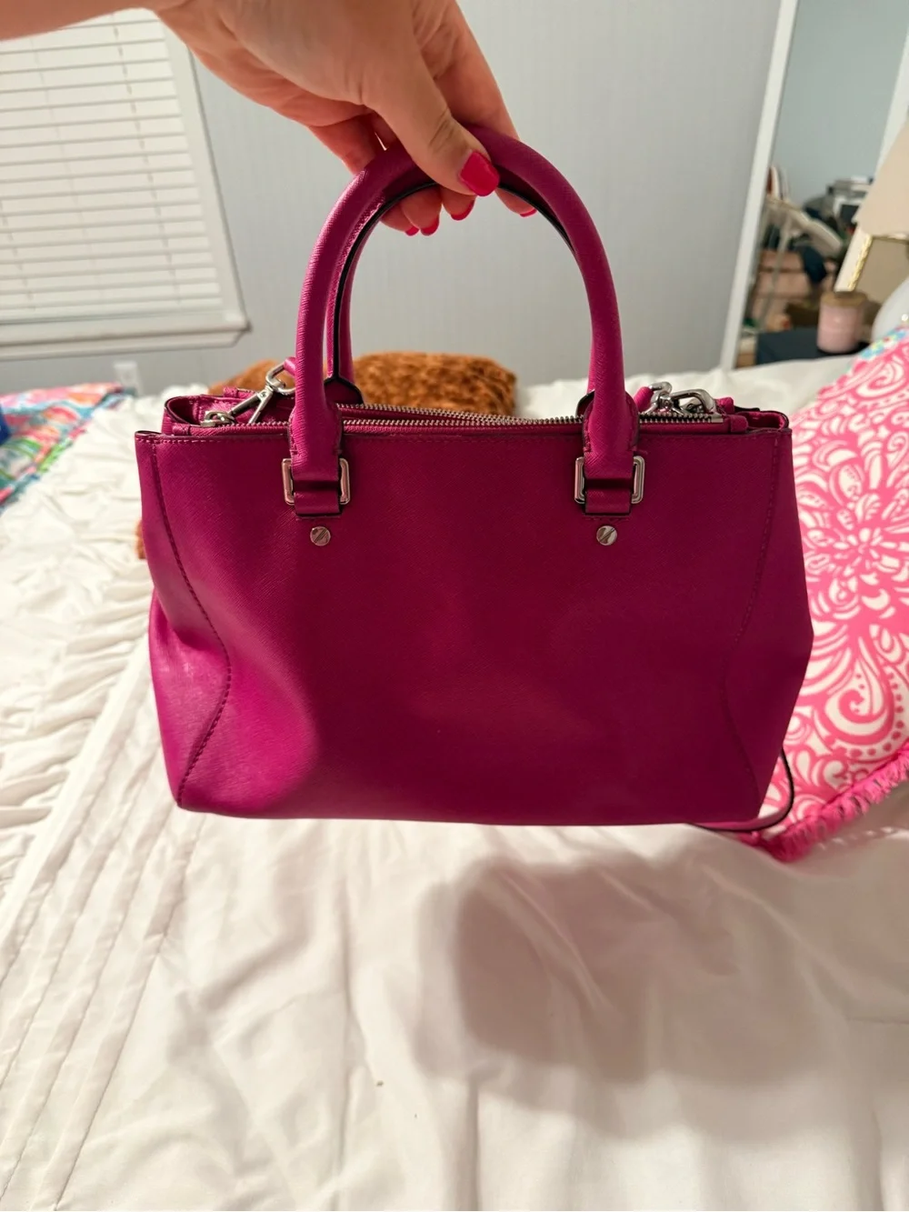 Michael Kors Fuchsia Saffiano Leather Satchel
